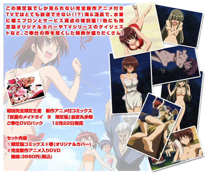 初回完全限定生産　新作アニメ付コミックス 「仮面のメイドガイ　9　限定版」赤衣丸歩郎 ご奉仕DVDパック 12月22日発売